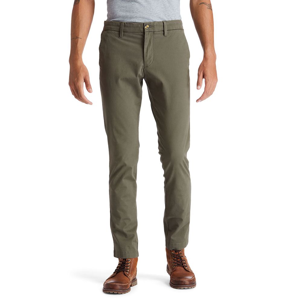 Timberland Παντελονια Ανδρικα Ελιά - Sargent Lake Slim Stretch Chino - Greece 5043296-CU